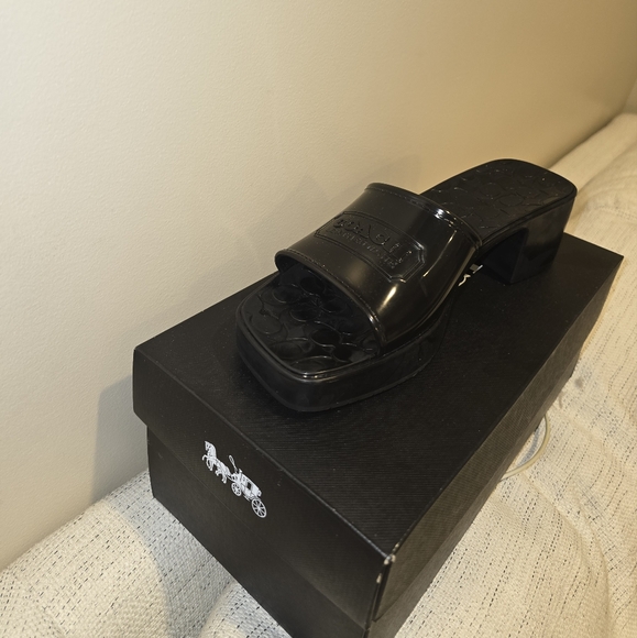 NWT COACH Scarlet Rubber Block Heel Sandal - Picture 3 of 6